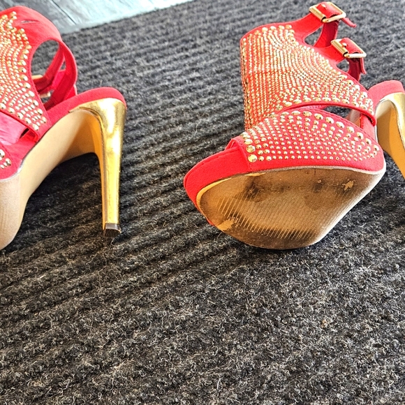 Liliana 5" heels, 3/4" platform, gold rhinestone embellishments & double buckles - Picture 7 of 7